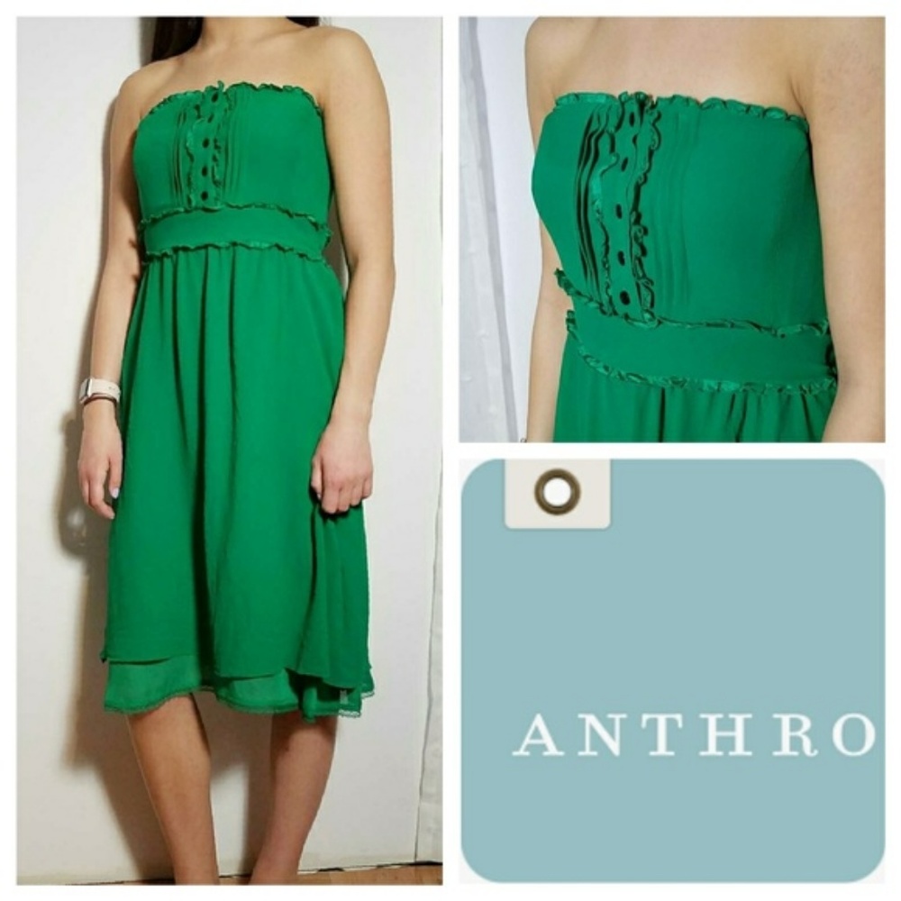 Anthropologie Moulinette Soeur Green silk dress